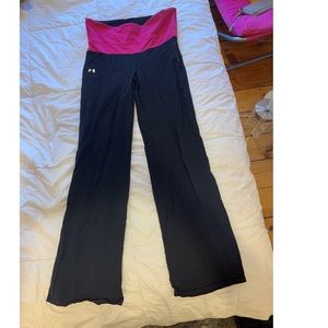 Under Armour Black Yoga Pants with Pink Band (Med)
